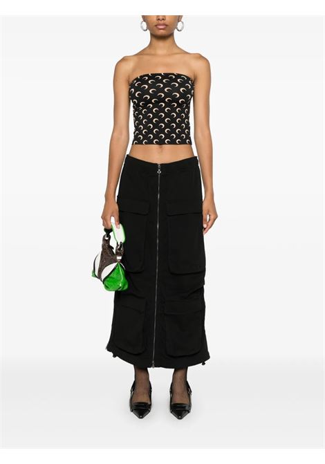 top bustier moon printed donna nero e beige MARINE SERRE | WTS011ACJER0001IT99